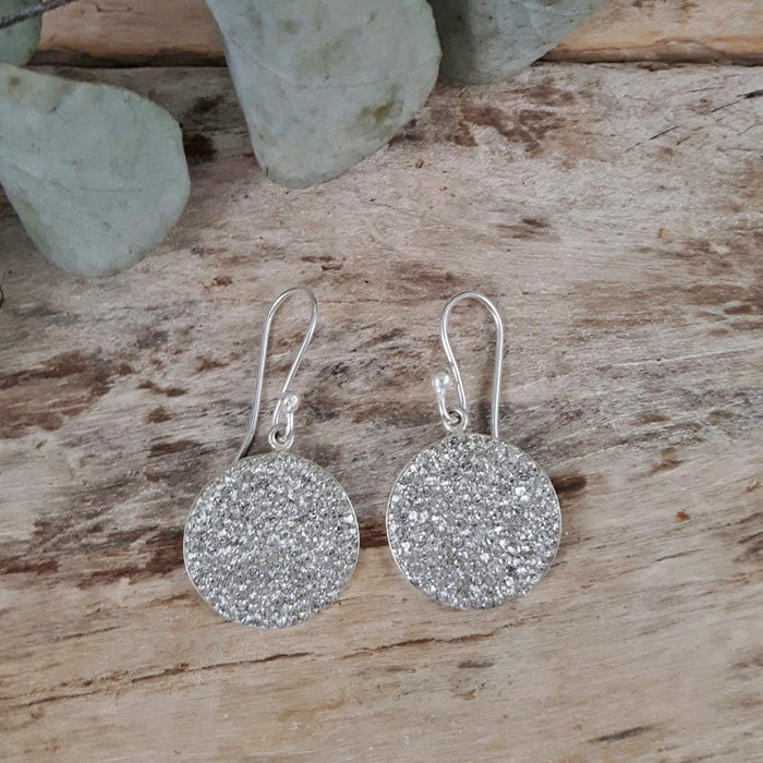 Gala Disc Glitz White Drop Earrings
