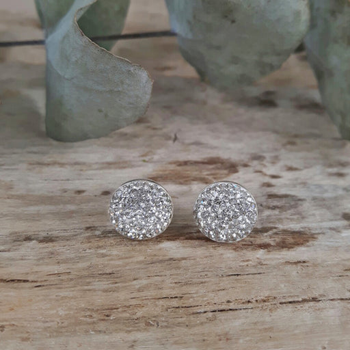 Gala Glitz White Round Stud Earrings