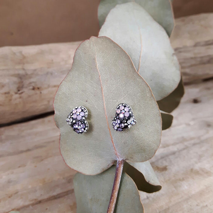 Gala Heart Tutti Frutti Jet Stud Earrings