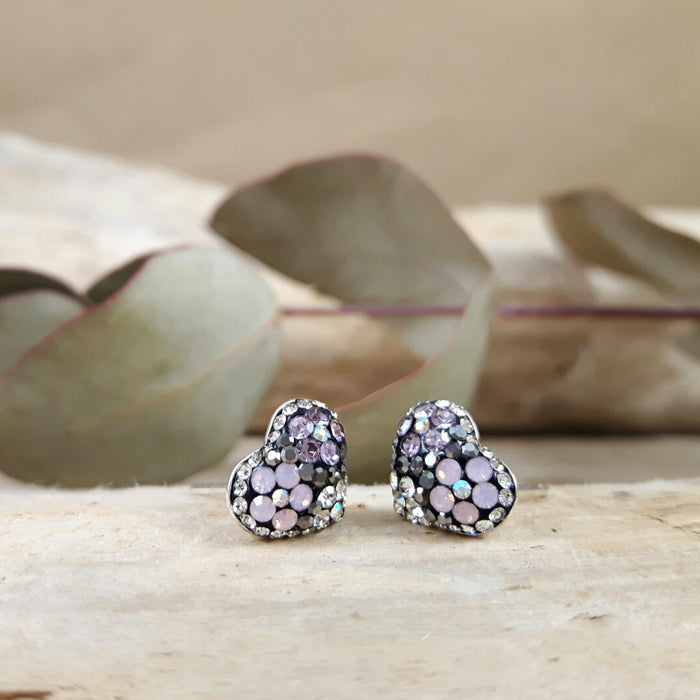 Gala Heart Tutti Frutti Jet Stud Earrings