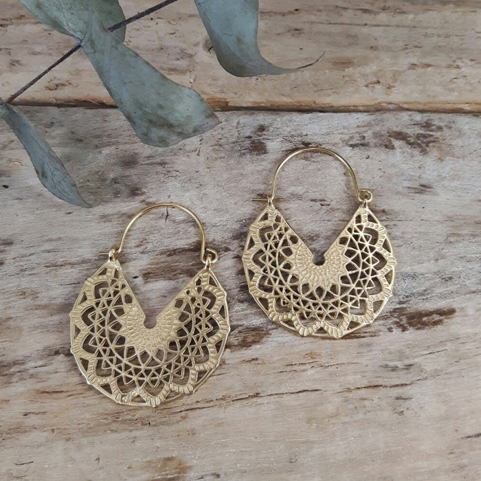 Boho Gold Hoop Earrings Palenque Jewellery