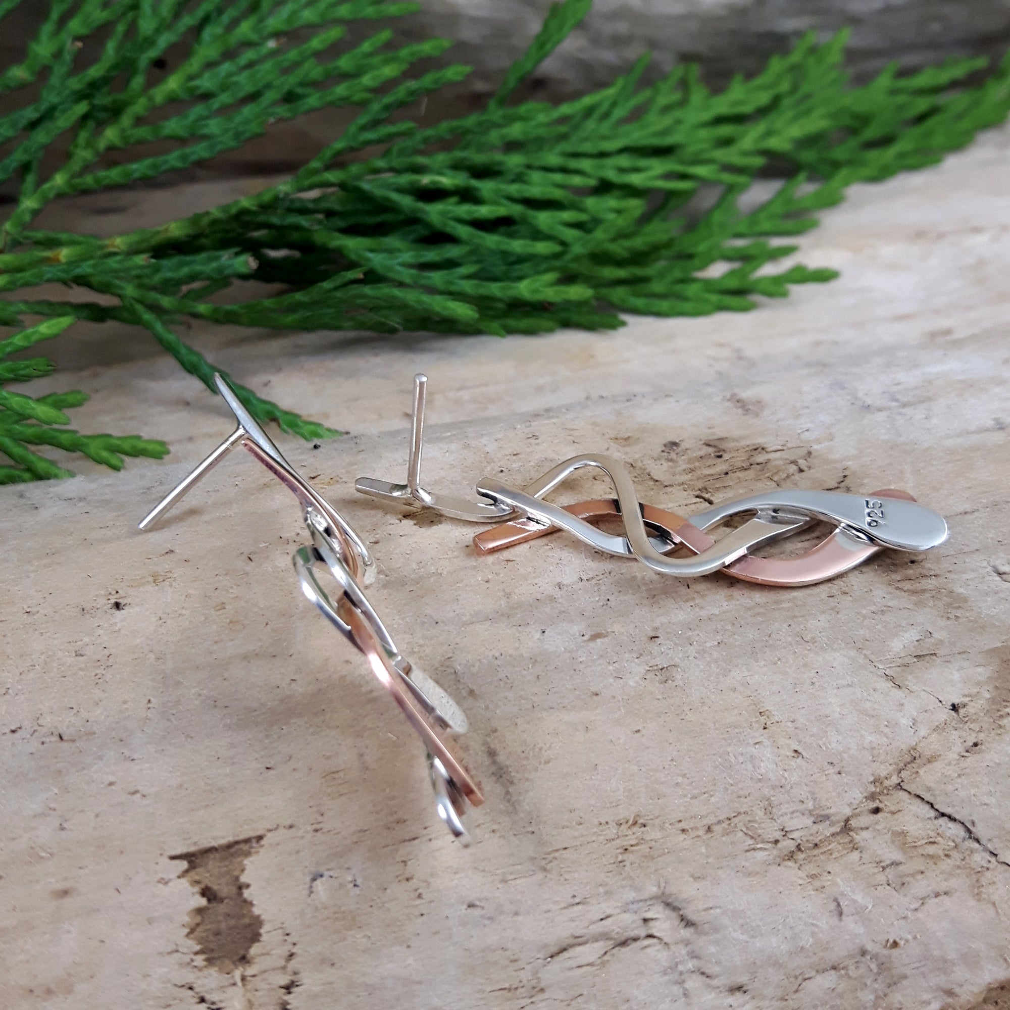 Duo Hazel Silver/Copper Stud Earrings