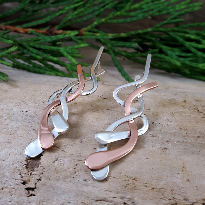 Duo Hazel Silver/Copper Stud Earrings