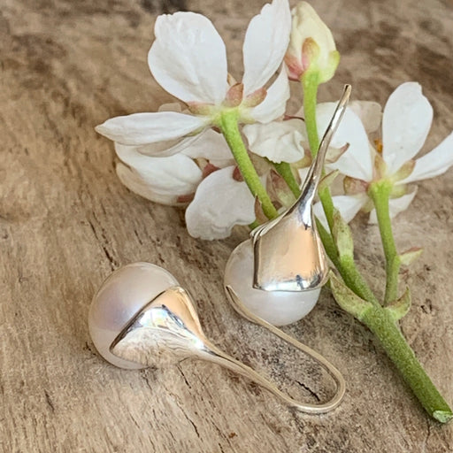 Audrey White Pearl Drop Earrings