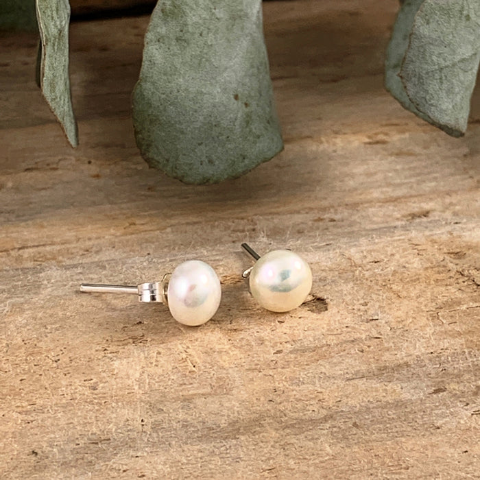 White Pearl Small Stud Earrings