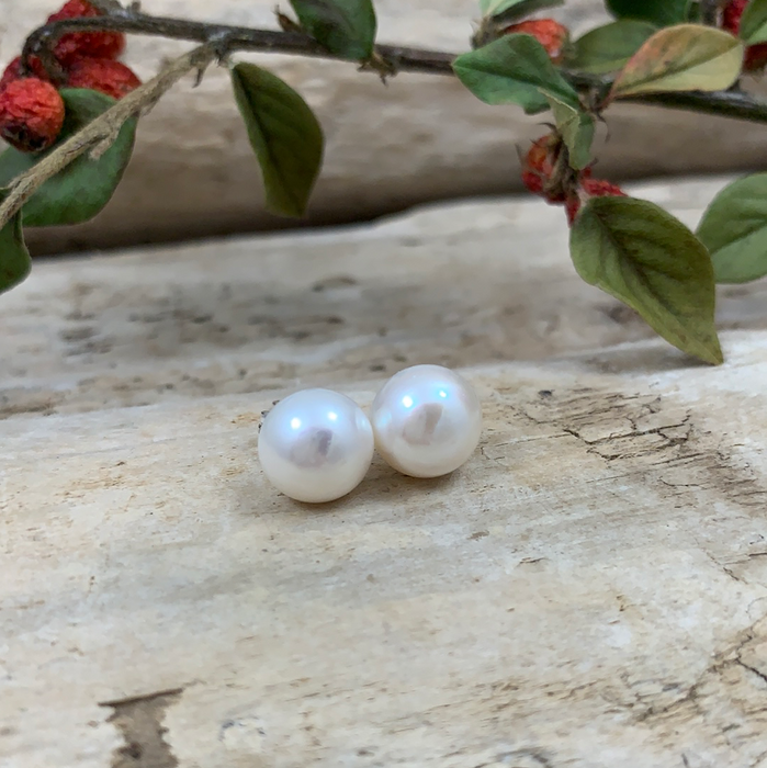 White Pearl Large Stud Earrings