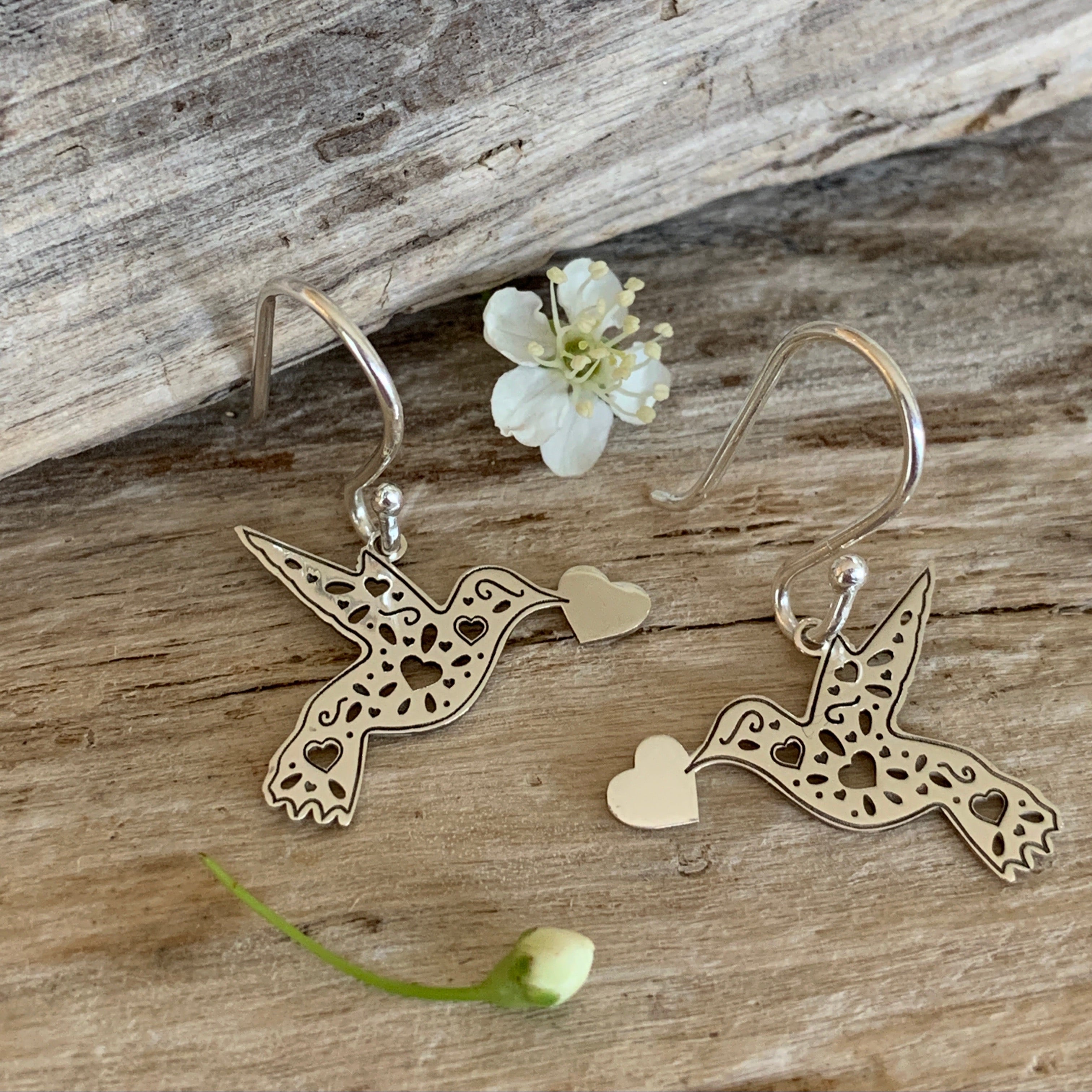 Celtic Love Bird Drop Earrings