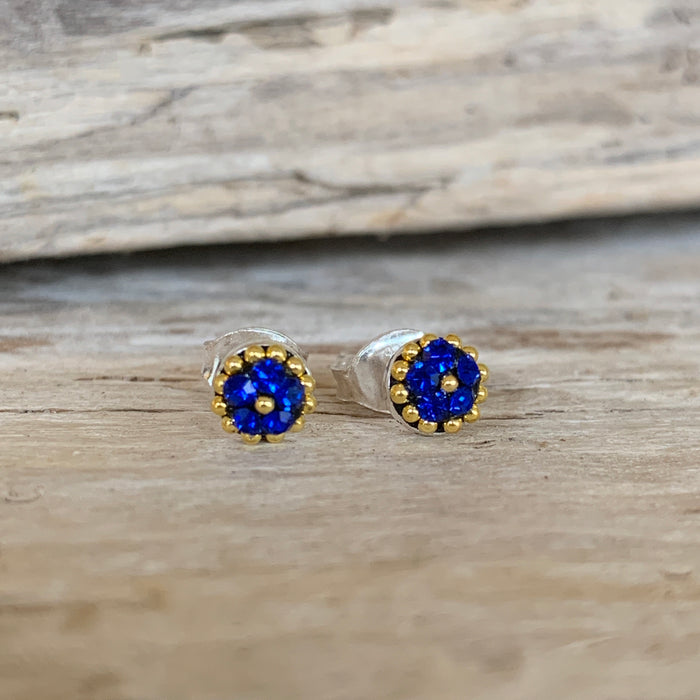 Allegra Blue Tiny Stud Earrings