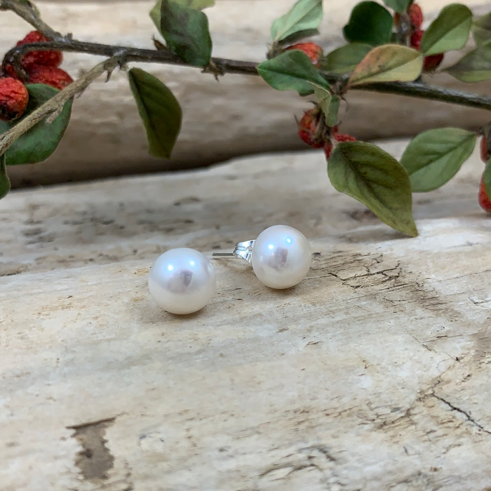 Large pearl stud best sale earrings