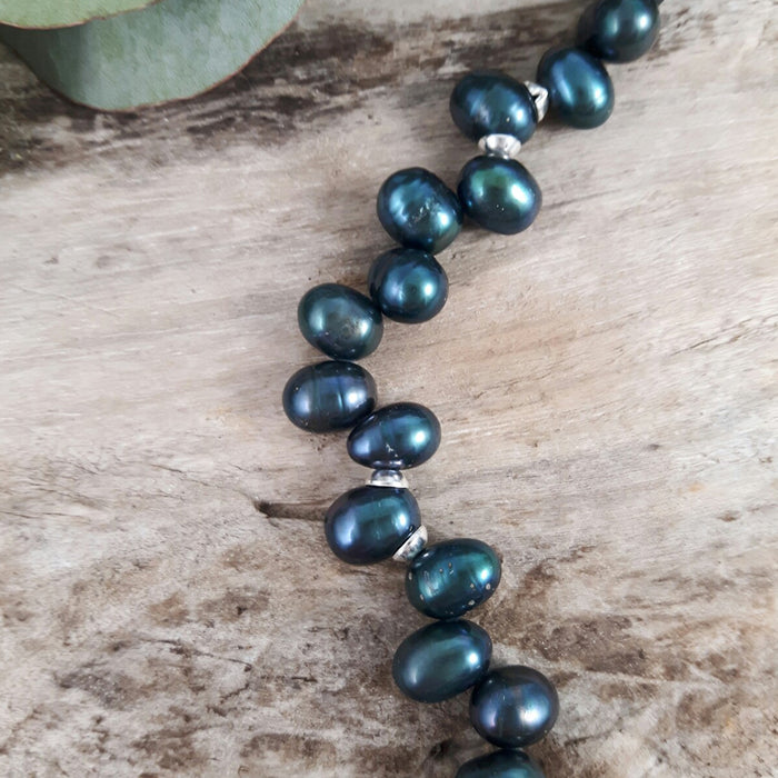 Ingrid Peacock Grey Pearl Large Necklace