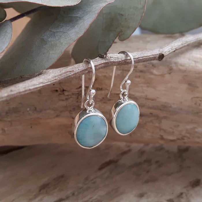 Larimar Dainty Drop Oval Earrings