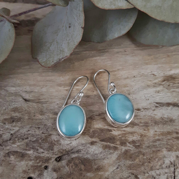 Larimar Dainty Drop Oval Earrings