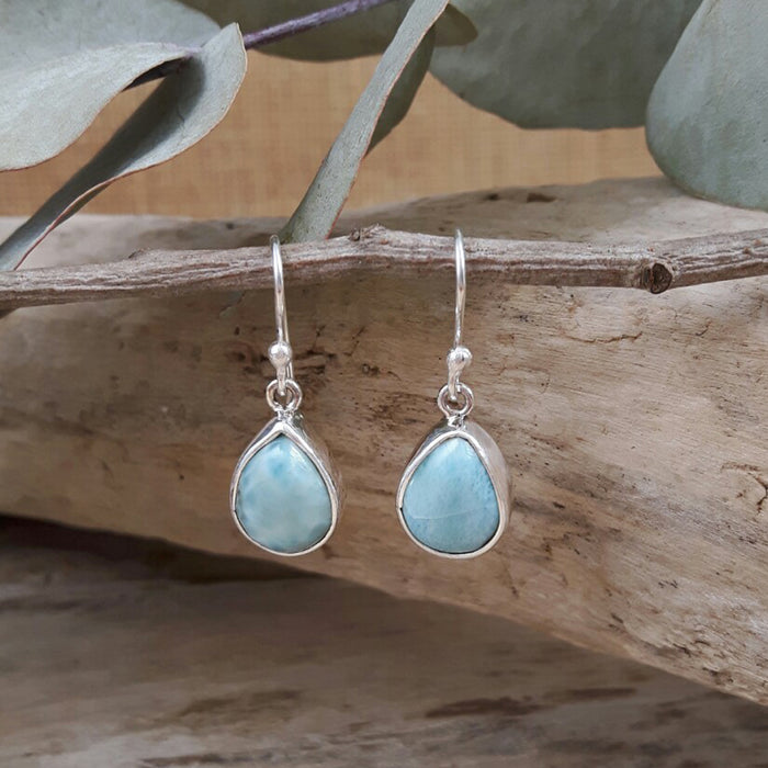 Larimar Dainty Drop Teardrop Earrings