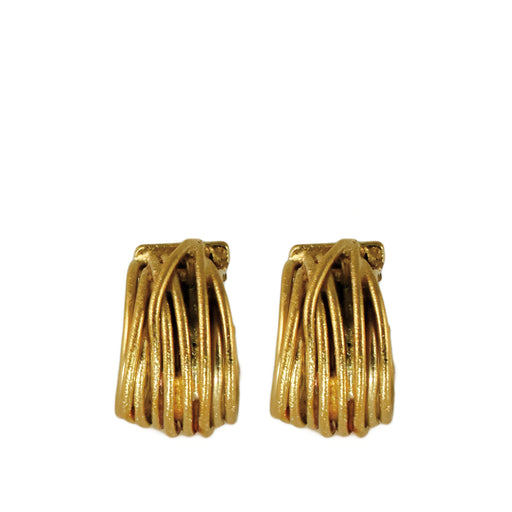 Lattice Wide Hoop Gold Earrings