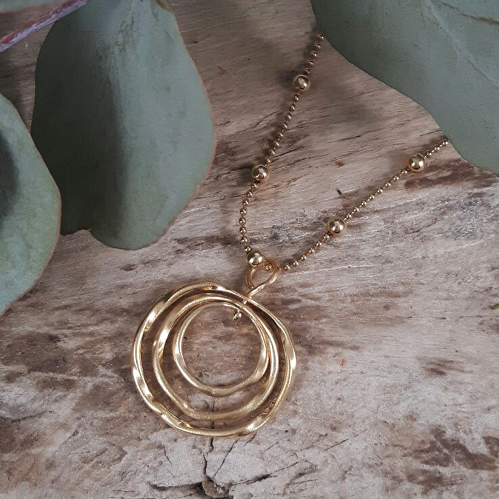 Lattice Trio Small Gold Pendant