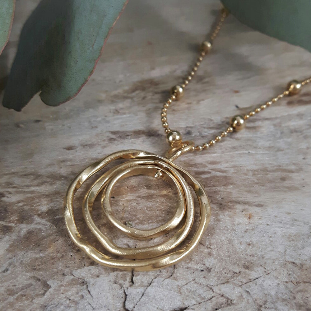 Lattice Trio Small Gold Pendant