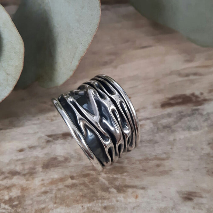 Lava Oxidised/Polished Ring