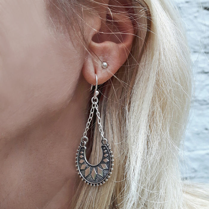 Rococo Oxidised Drop Earrings