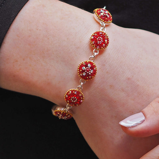 Allegra Round Red Daisy Bracelet