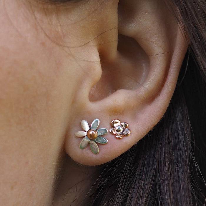 Flora Blossom Copper Flower Stud Earrings