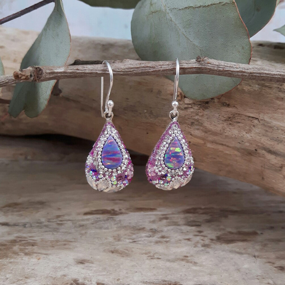 lilac earrings sterling silver jewellery UK