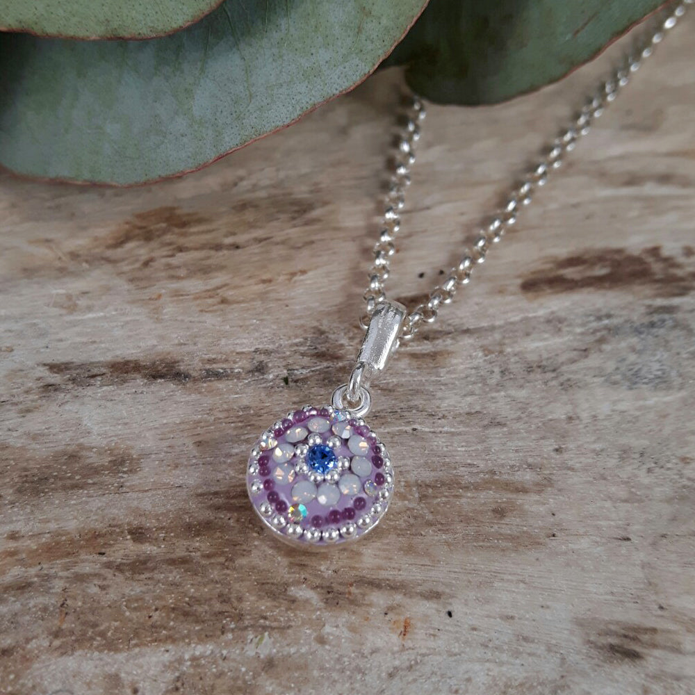 lilac dream pendant sterling silver opalescent crystals
