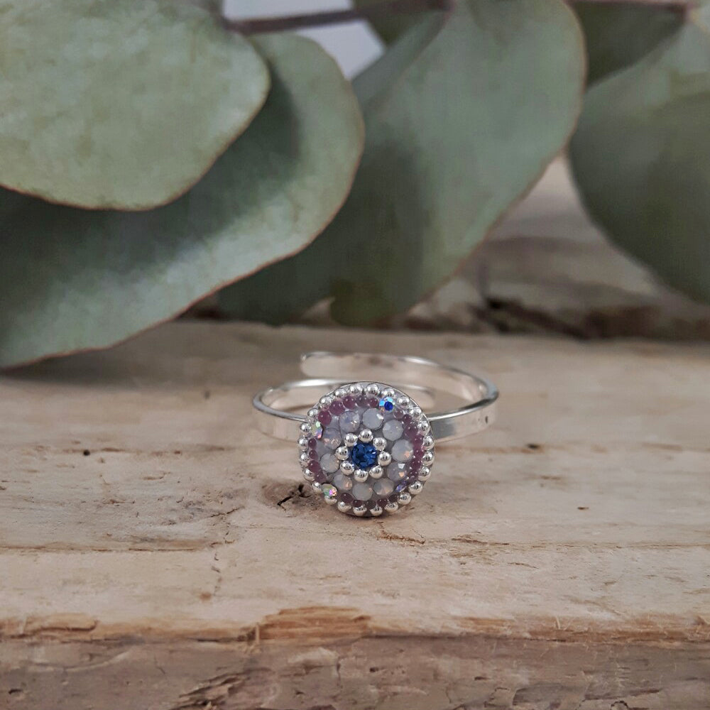 adjustable lilac ring sterling silver