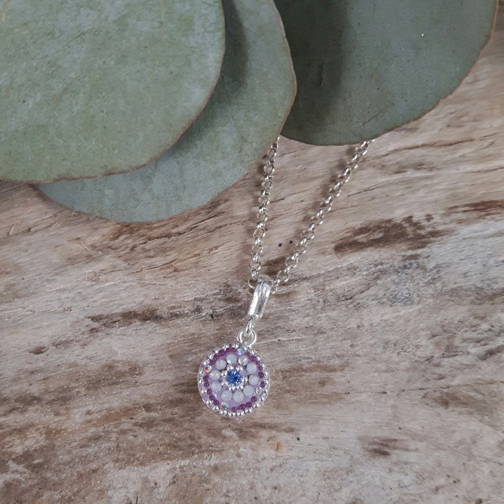 lilac pendant opalescent crystal detail