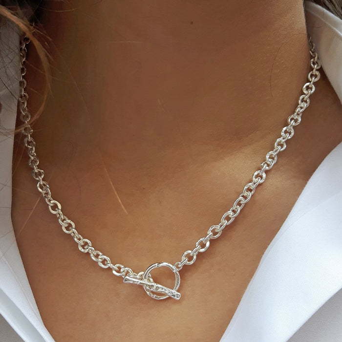 Simply Silver Sterling Silver Small Paperlink T-Bar Necklace - Jewellery  from Jon Richard UK