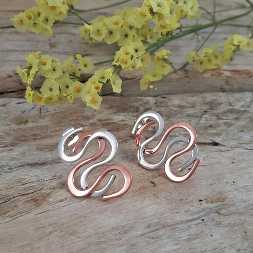 Duo Medusa Silver/Copper Stud Earrings