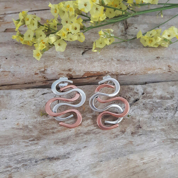 Duo Medusa Silver/Copper Stud Earrings