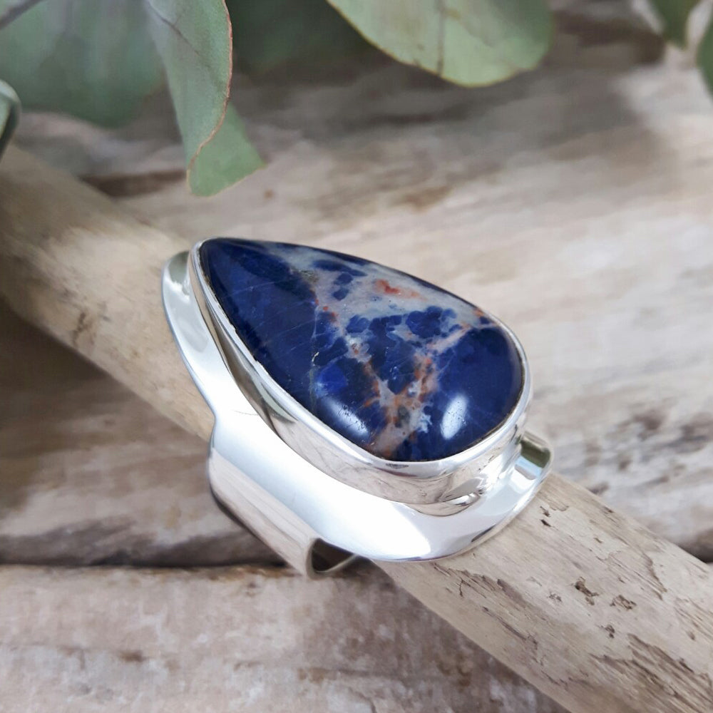 Monet Sodalite Teardrop M Adjustable Ring A