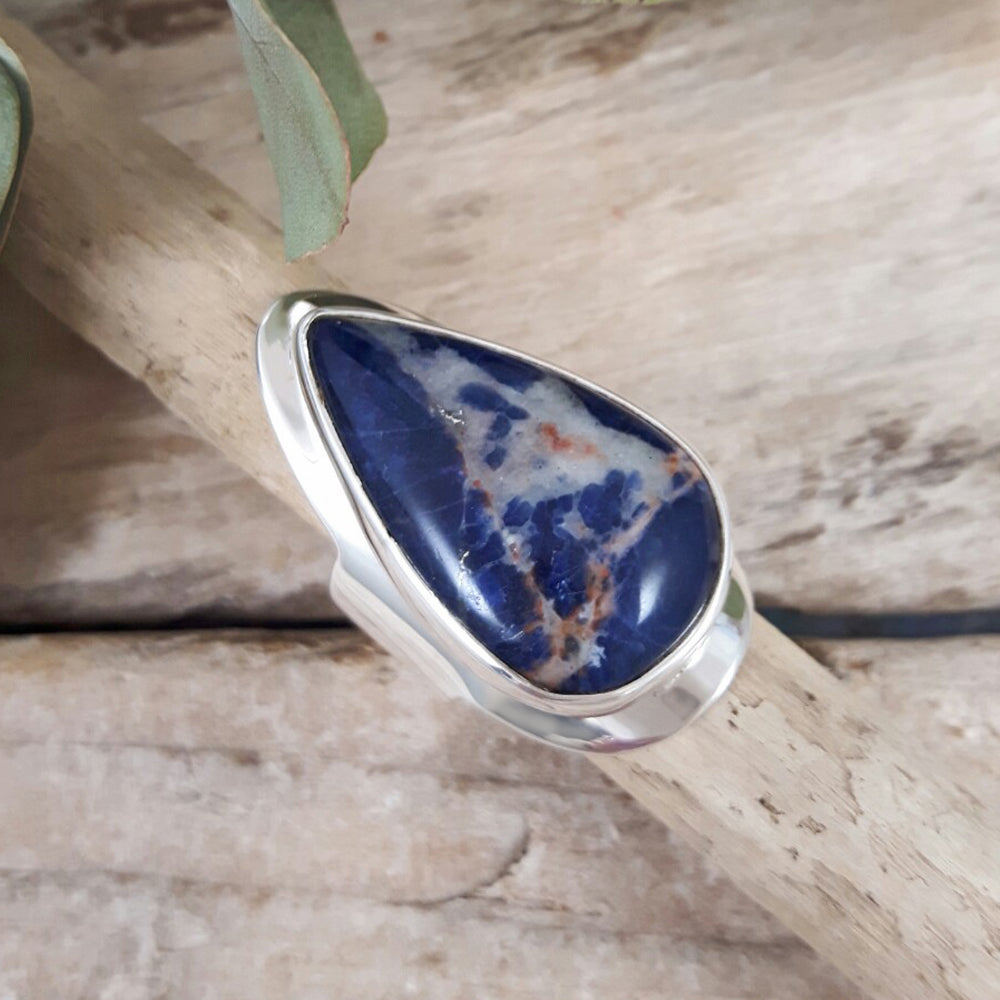 Monet Sodalite Teardrop M Adjustable Ring A