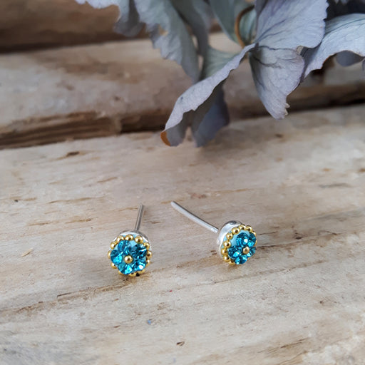 Allegra Tiny Aquamarine Stud Earrings