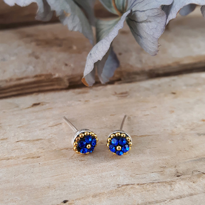 Allegra Blue Tiny Stud Earrings