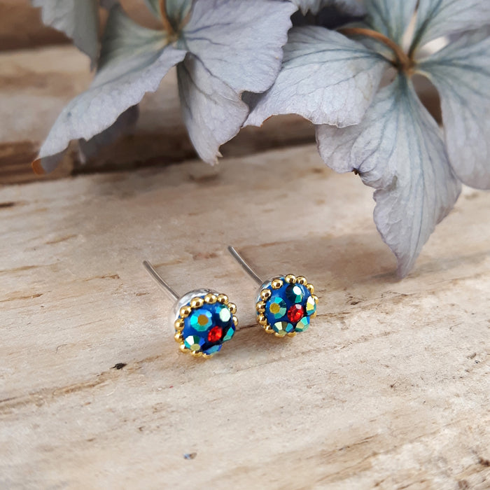 Allegra Iridescent Tiny Stud Earrings