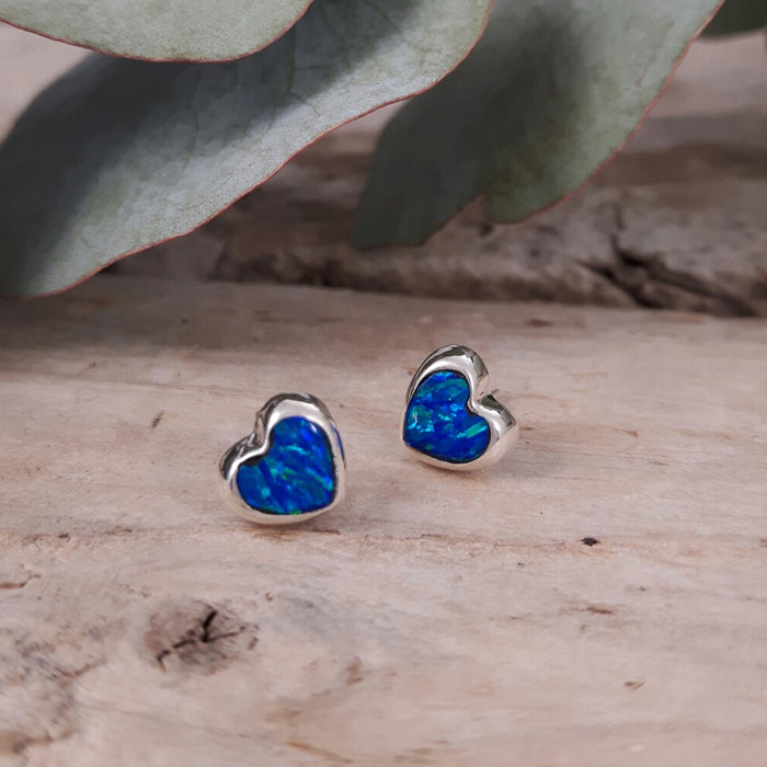 Flinder Heart Blue Stud Earrings