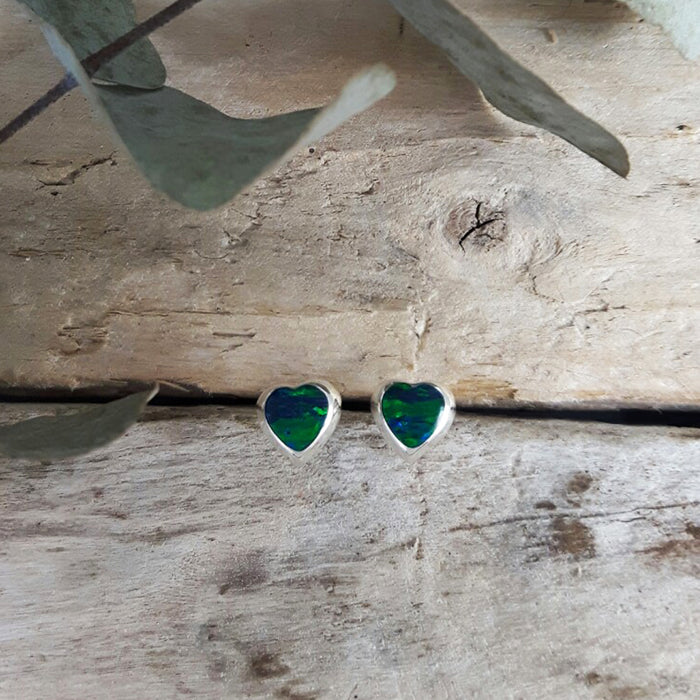 Flinder Heart Emerald Stud Earrings