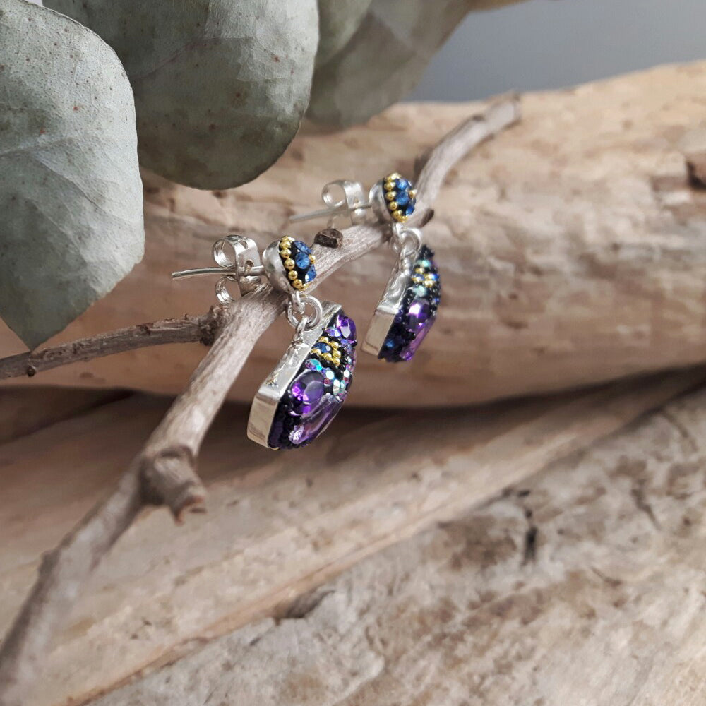 Allegra Crescent Purple Shimmer Stud Earrings