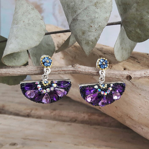 Allegra Crescent Purple Shimmer Stud Earrings