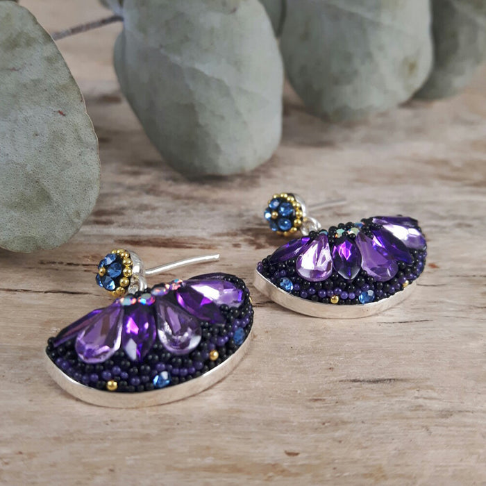 Allegra Crescent Purple Shimmer Stud Earrings