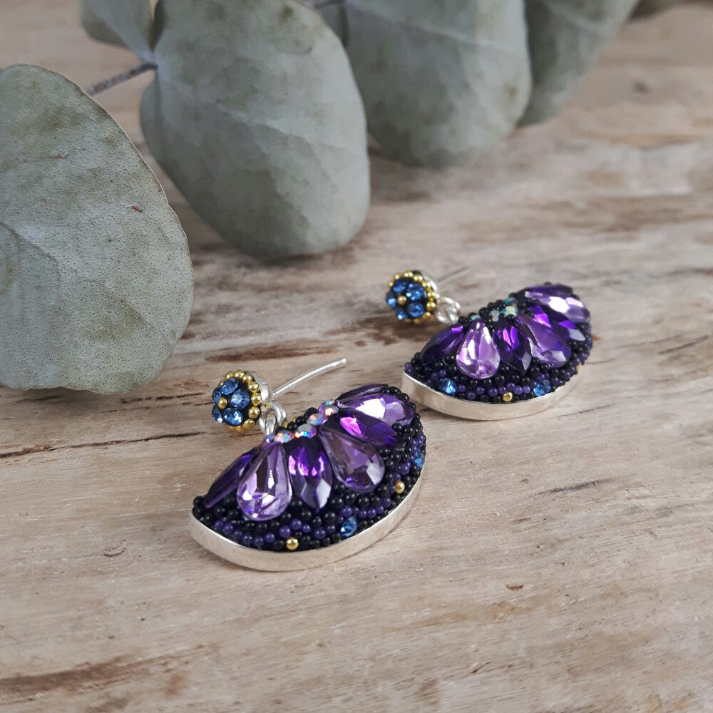 Allegra Crescent Purple Shimmer Stud Earrings