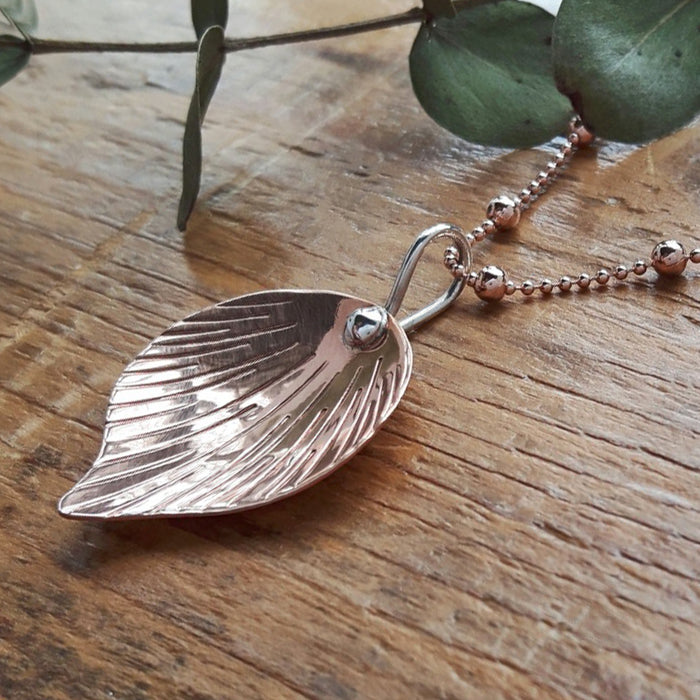 Ray Leaf Polished AG/CU Pendant