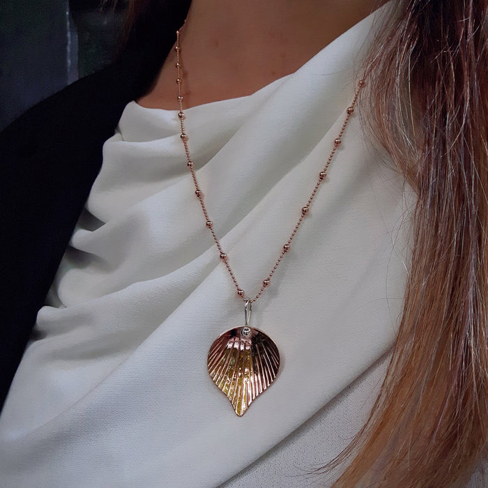 Ray Leaf Polished AG/CU Pendant