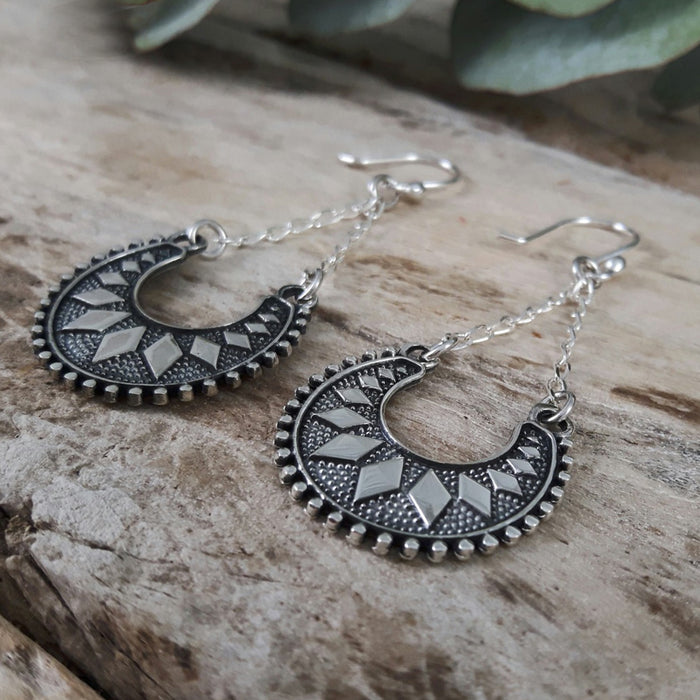 Rococo Oxidised Drop Earrings