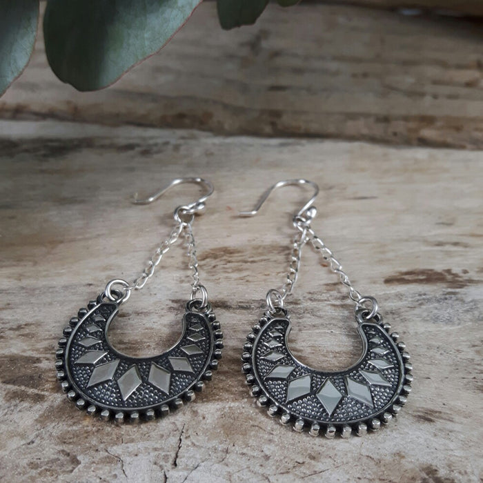 Rococo Oxidised Drop Earrings