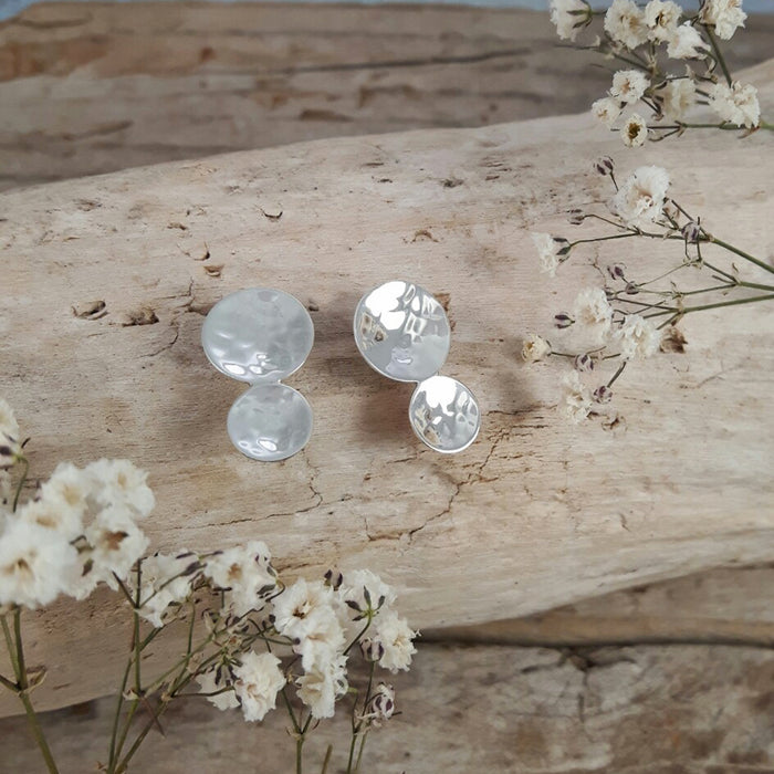 Roma Round Hammered Stud Earrings