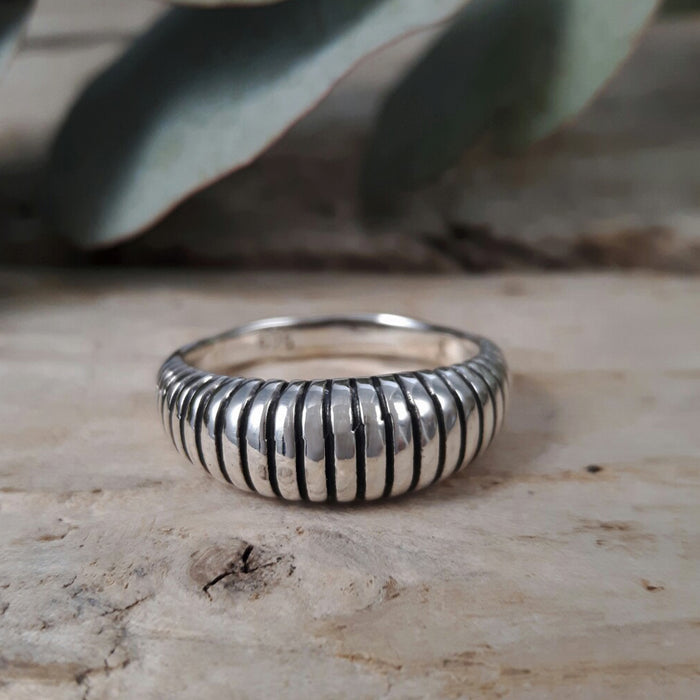 Spiral Oxi Sterling Silver Ring