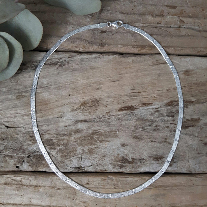 Star Snake Chain 40cm Medium Silver Necklace