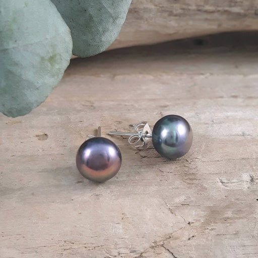 Grey Pearl Large Stud Earrings